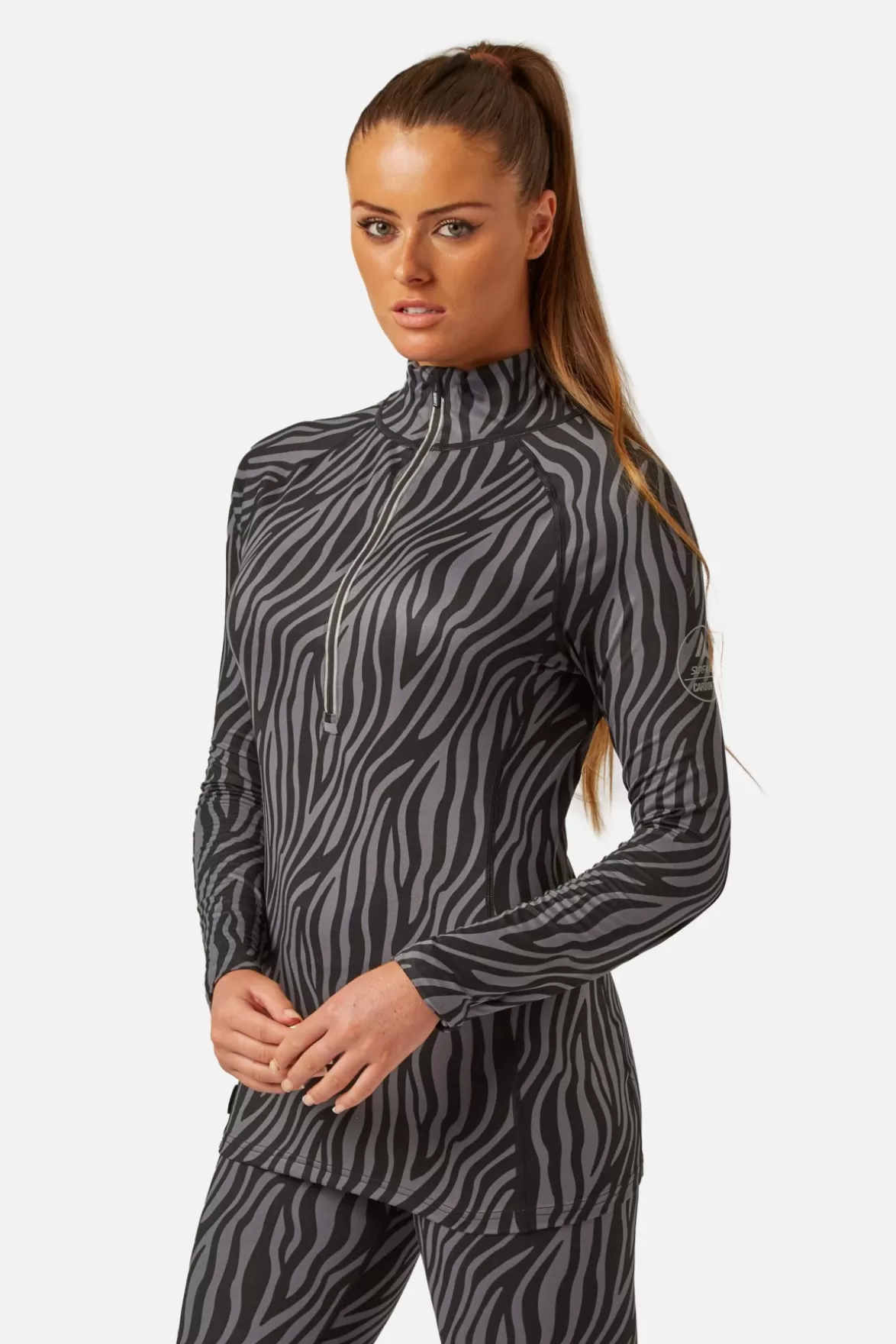 * Base Layers< Cozy Limited Edition Zip Neck Black Zebra