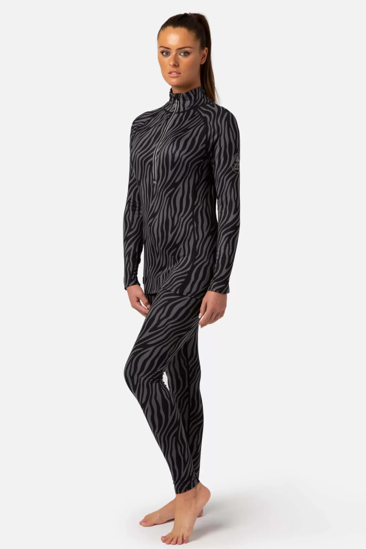 * Base Layers< Cozy Limited Edition Zip Neck Black Zebra