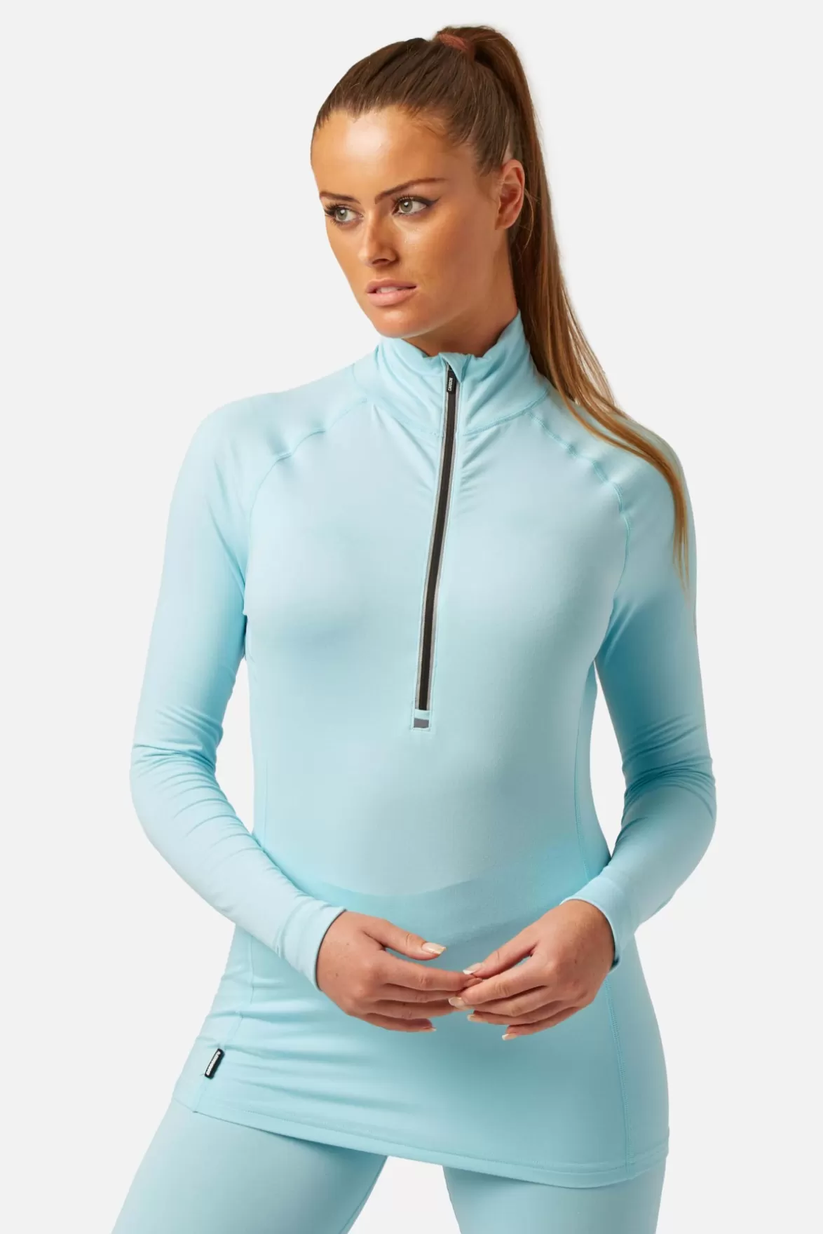 * Base Layers< Cozy Zip Neck Clearwater Blue