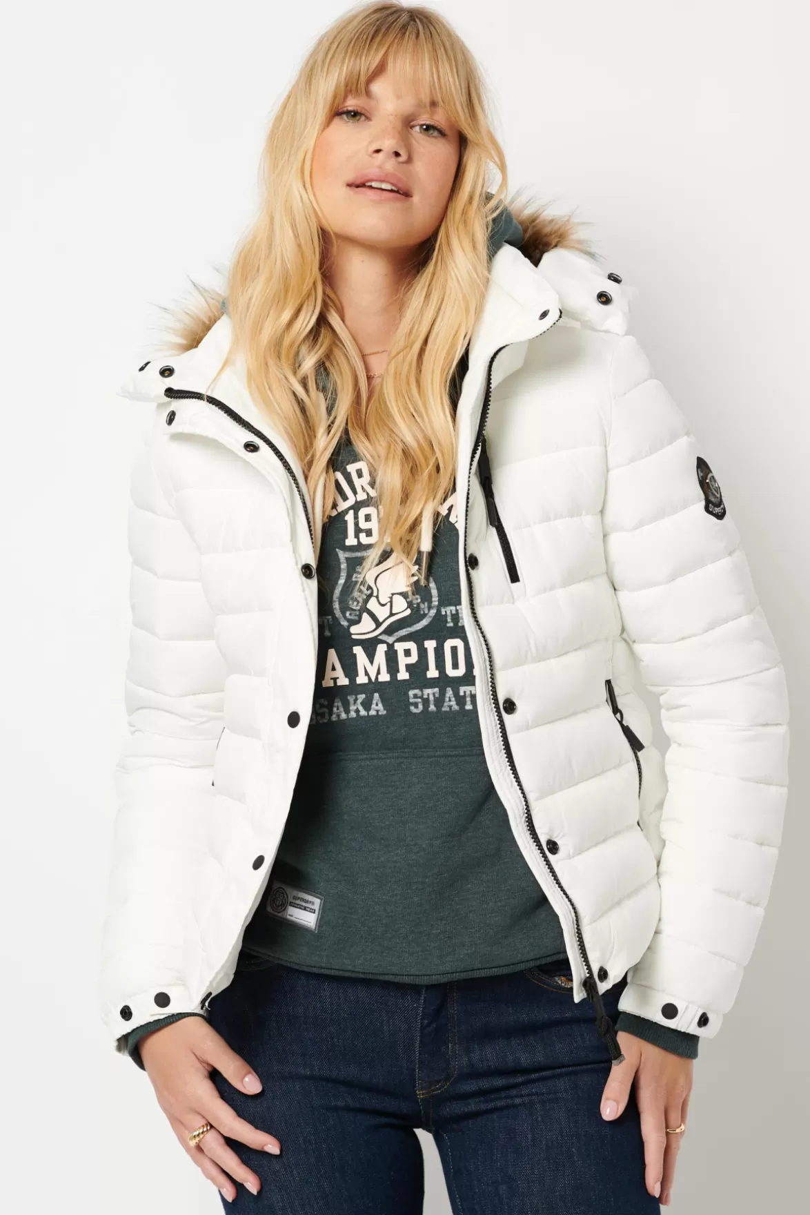 Superdry Insulated & Down Fill Jackets< Classic Faux Fur Fuji Jacket White