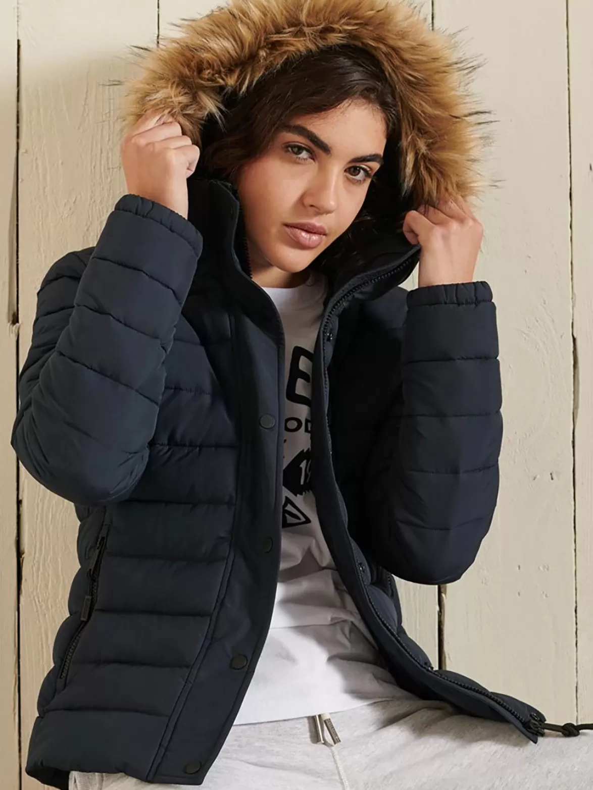 Superdry Insulated & Down Fill Jackets< Classic Faux Fur Fuji Jacket Blue Eclipse