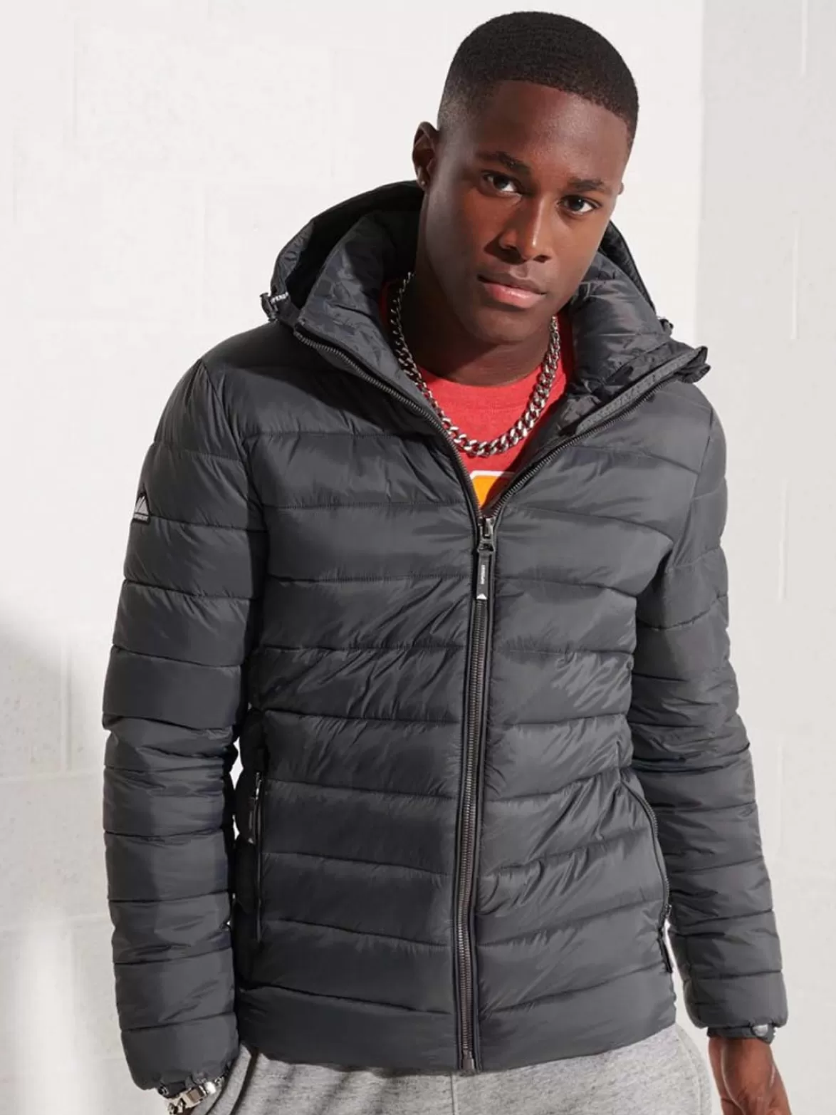 Superdry Insulated & Down Fill Jackets< Classic Fuji Puffer Jacket Charcoal