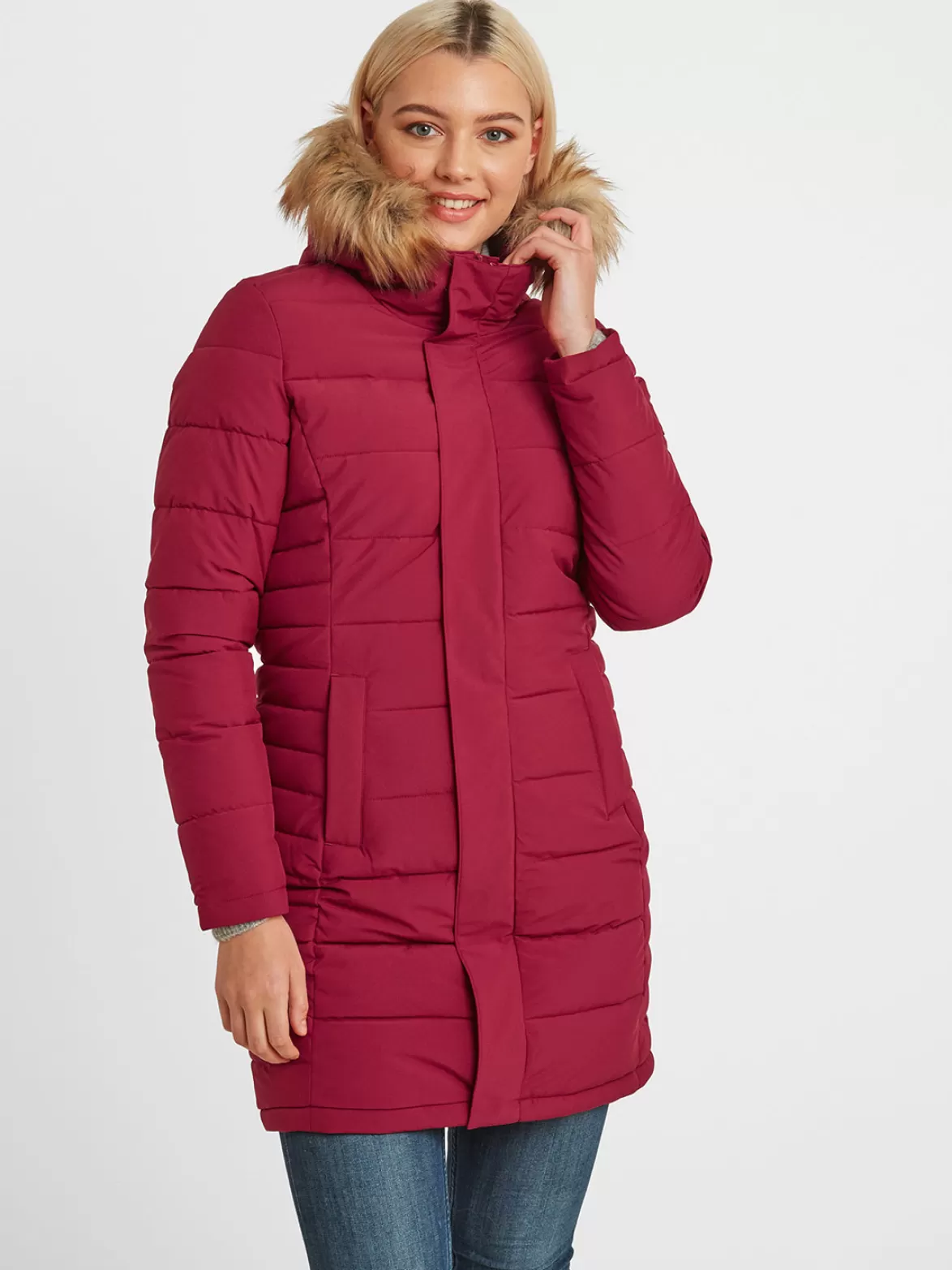 Tog24 Insulated & Down Fill Jackets< Firbeck Long Insulated Jacket Raspberry