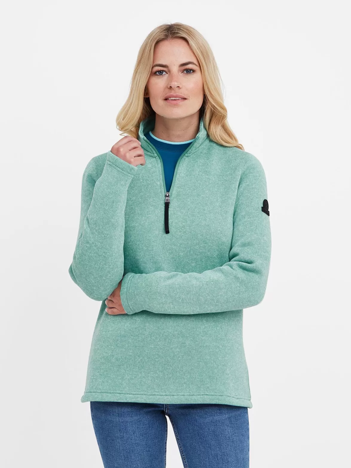 Tog24 Fleeces< Pearson Knitlook Fleece Zipneck Mint Blue