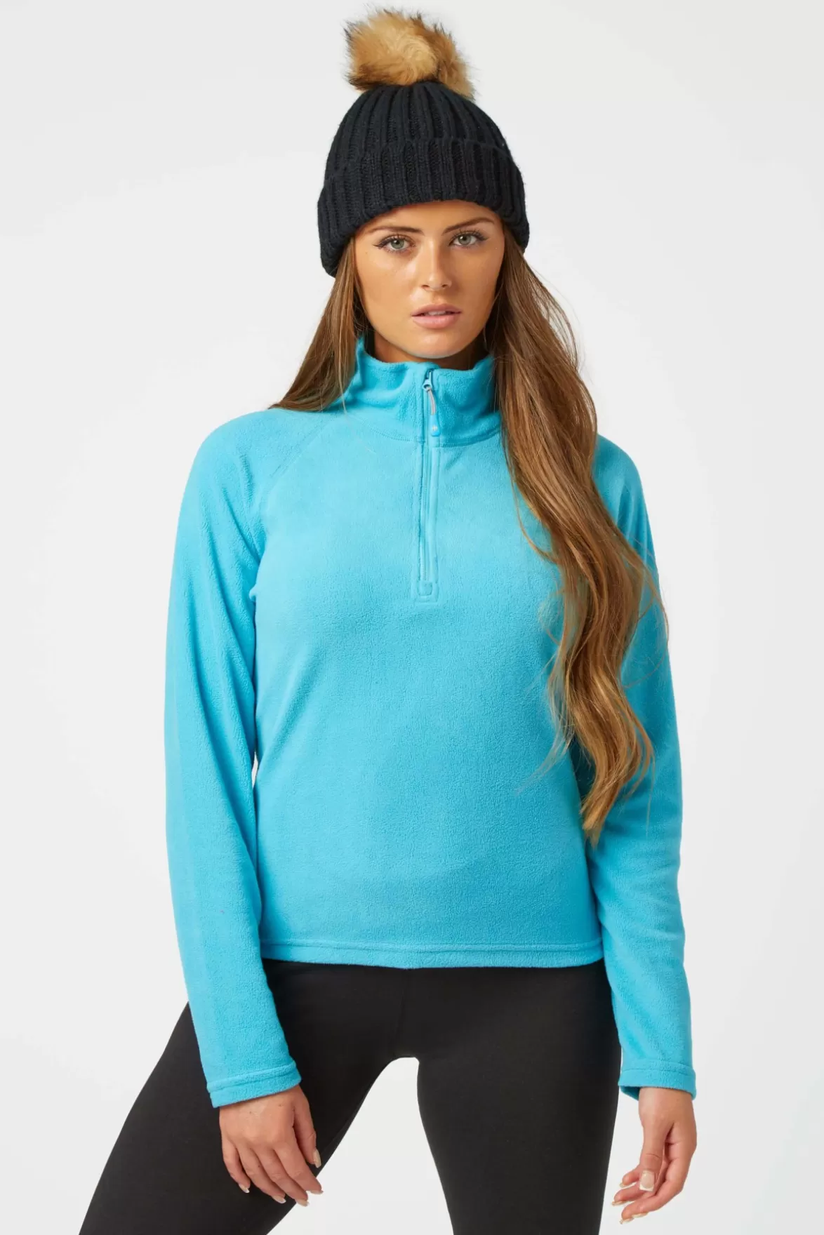 * Fleeces< Warm Zip Micro Fleece Cyan Blue