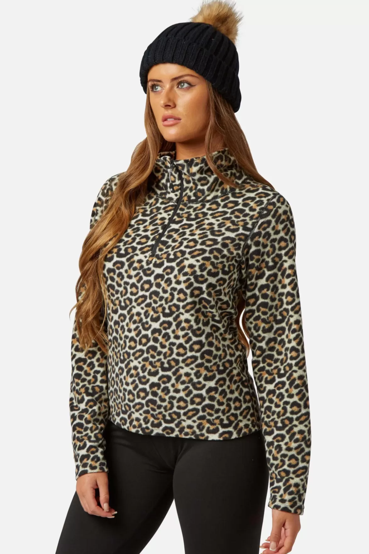 * Fleeces< Warm Zip Micro Fleece Leopard